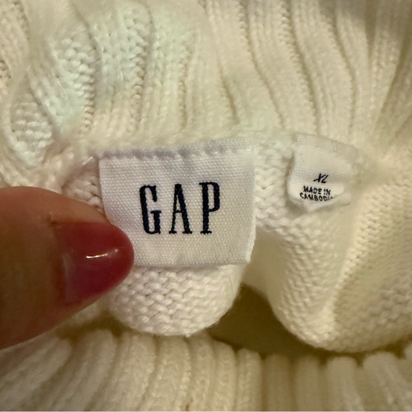 GAP Cream Turtleneck Sweater Women’s Size XL Ribbed Knit Drop Shoulder Cozy - Picture 6 of 11